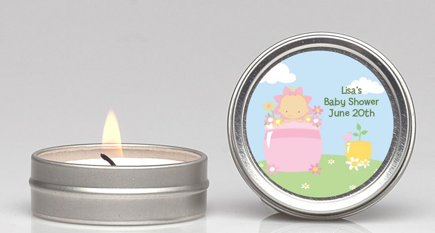 Blooming Baby Girl Caucasian - Baby Shower Candle Favors