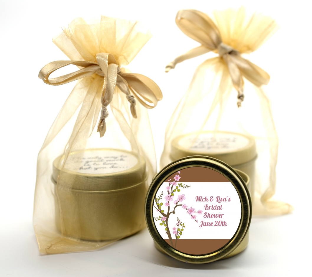 Blossom - Bridal Shower Gold Tin Candle Favors