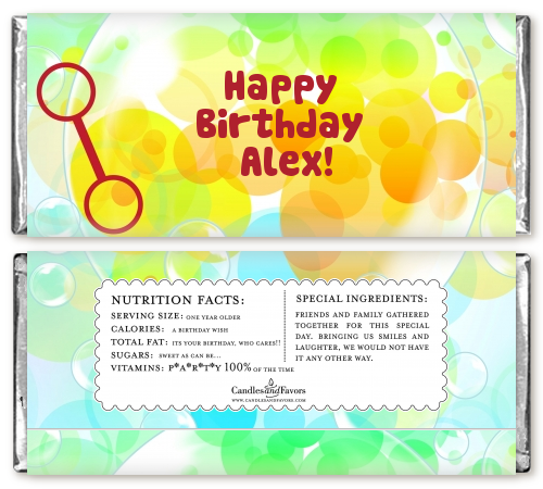Blowing Bubbles - Personalized Birthday Party Candy Bar Wrappers