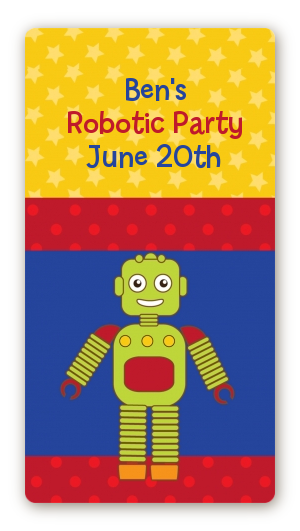 Robot Party - Custom Rectangle Birthday Party Sticker/Labels