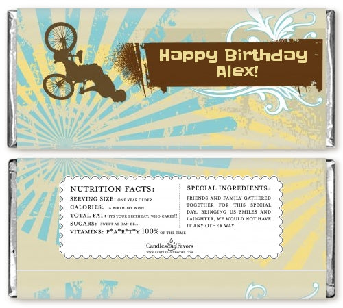 BMX Rider - Personalized Birthday Party Candy Bar Wrappers