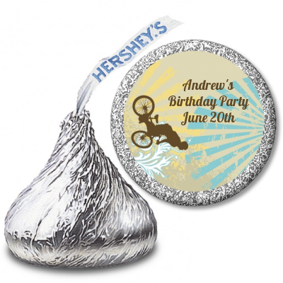 BMX Rider - Hershey Kiss Birthday Party Sticker Labels – Candles And Favors