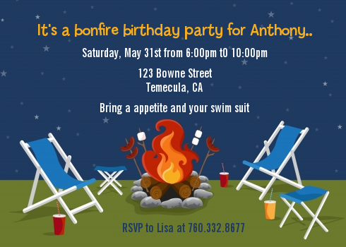 Bonfire - Birthday Party Invitations