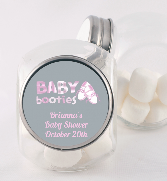 Booties Pink - Personalized Baby Shower Candy Jar