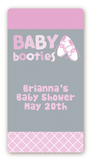 Booties Pink - Custom Rectangle Baby Shower Sticker/Labels