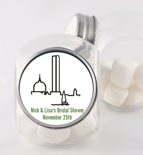Boston Skyline - Personalized Bridal Shower Candy Jar