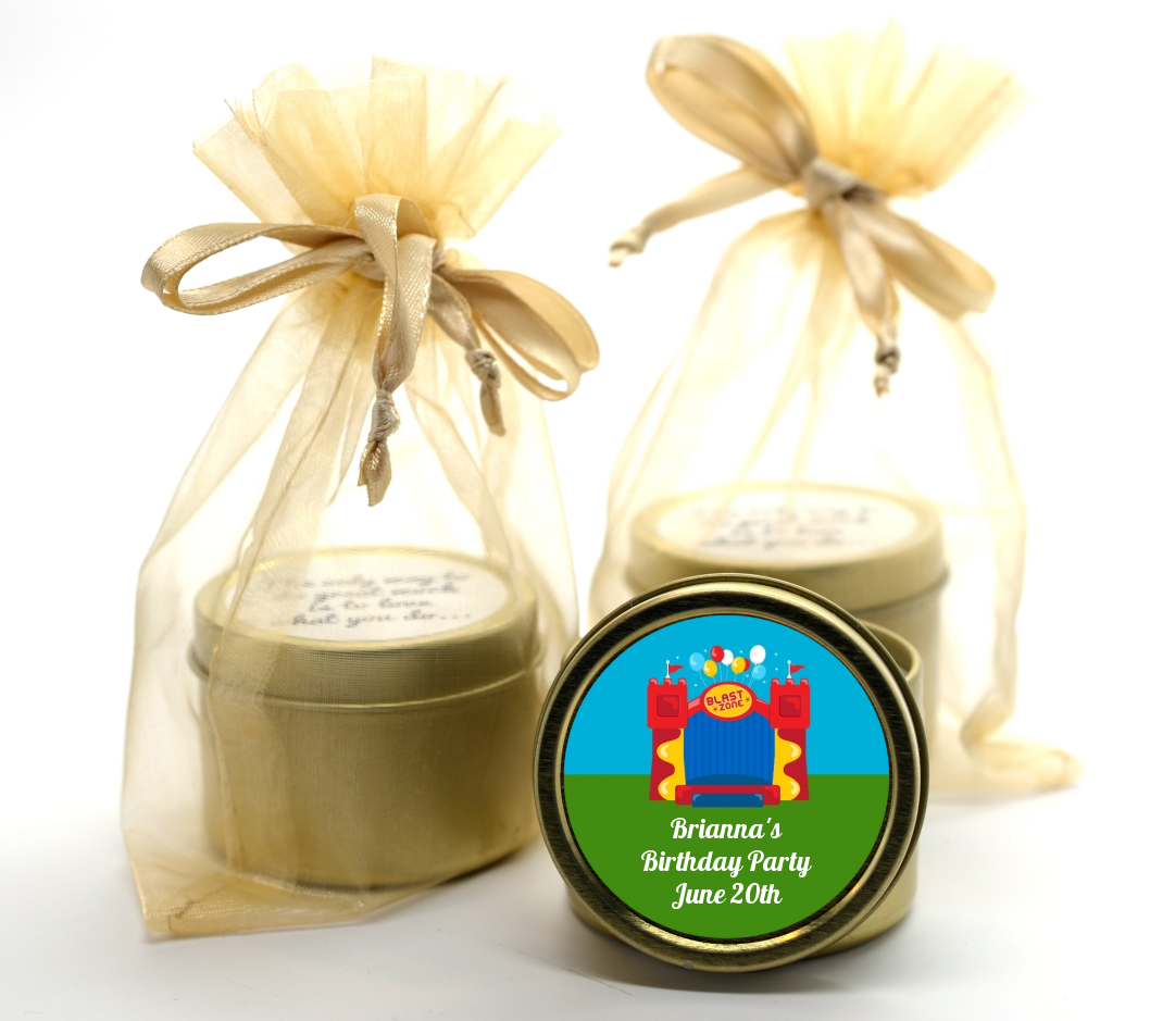 Bounce House - Birthday Party Gold Tin Candle Favors