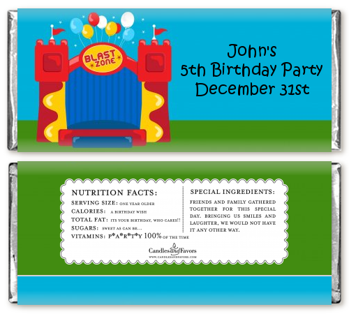 Bounce House - Personalized Birthday Party Candy Bar Wrappers
