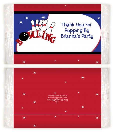 Bowling Boy - Personalized Popcorn Wrapper Birthday Party Favors