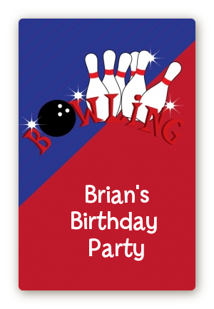 Bowling Boy - Custom Large Rectangle Birthday Party Sticker/Labels