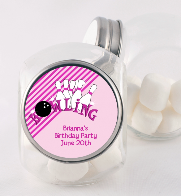 Bowling Girl - Personalized Birthday Party Candy Jar