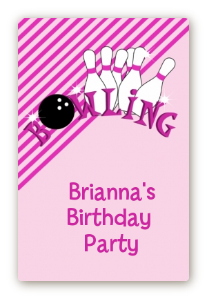 Bowling Girl - Custom Large Rectangle Birthday Party Sticker/Labels