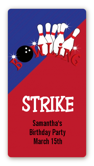 Bowling Boy - Custom Rectangle Birthday Party Sticker/Labels