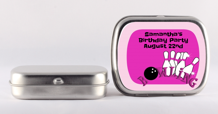 Bowling Girl - Personalized Birthday Party Mint Tins