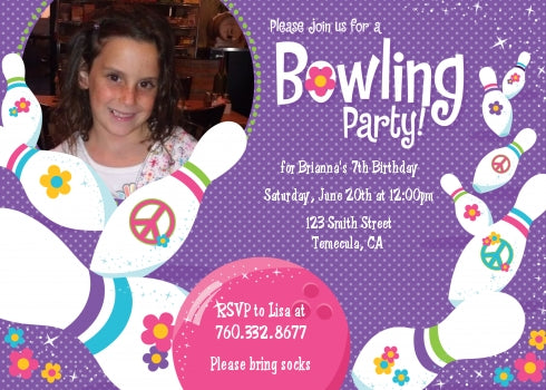 Bowling Party - Photo Birthday Party Invitations