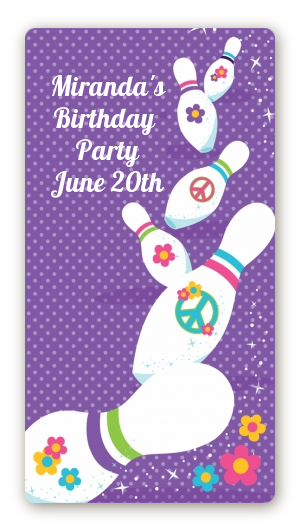 Bowling Party - Custom Rectangle Birthday Party Sticker/Labels