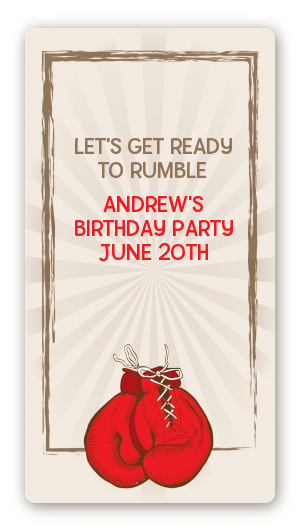 Boxing Gloves - Custom Rectangle Birthday Party Sticker/Labels