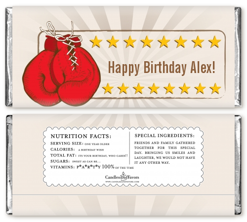 Boxing Gloves - Personalized Birthday Party Candy Bar Wrappers