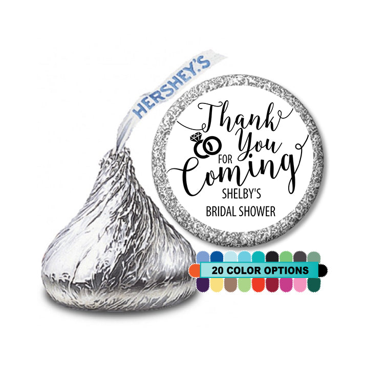 Thank You For Coming - Hershey Kiss Bridal Shower Sticker Labels