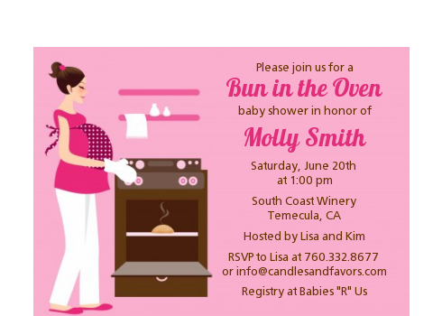 Bun in the Oven Girl - Baby Shower Petite Invitations
