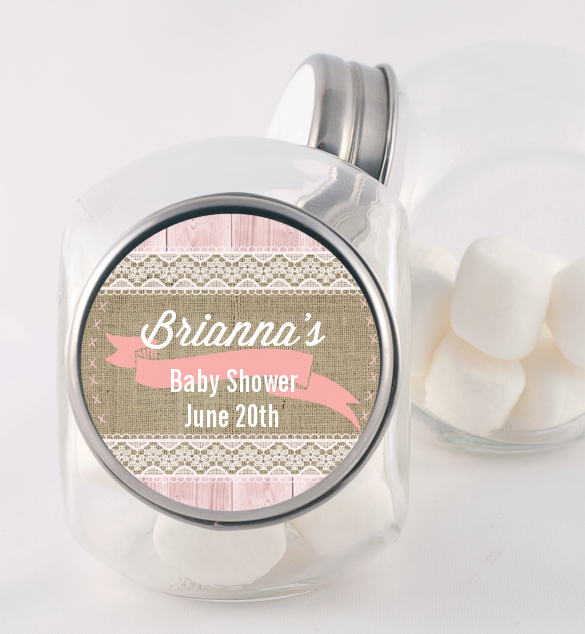 Burlap Chic - Personalized Baby Shower Candy Jar