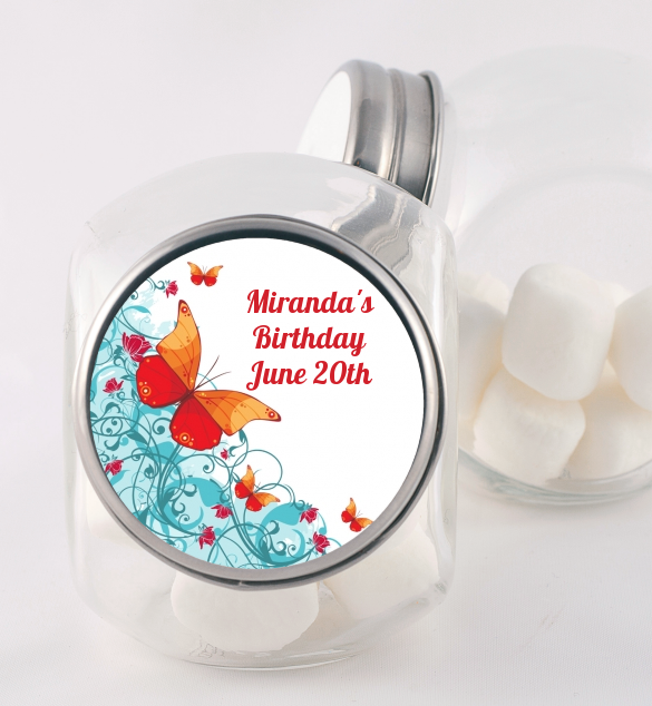 Butterfly Wishes - Personalized Birthday Party Candy Jar