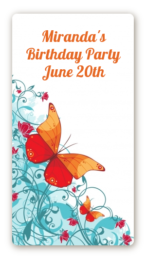 Butterfly Wishes - Custom Rectangle Birthday Party Sticker/Labels