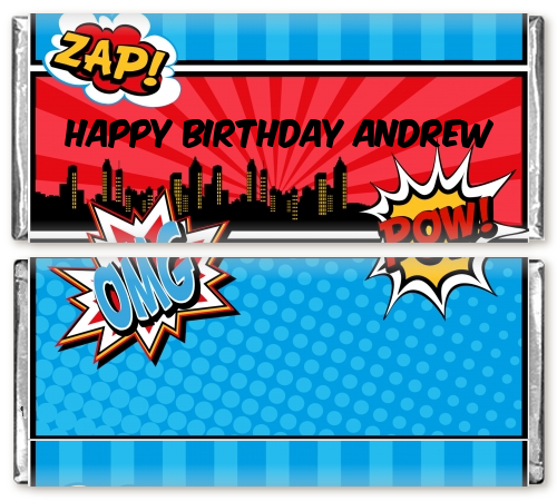 Calling All Superheroes - Personalized Birthday Party Candy Bar Wrappers