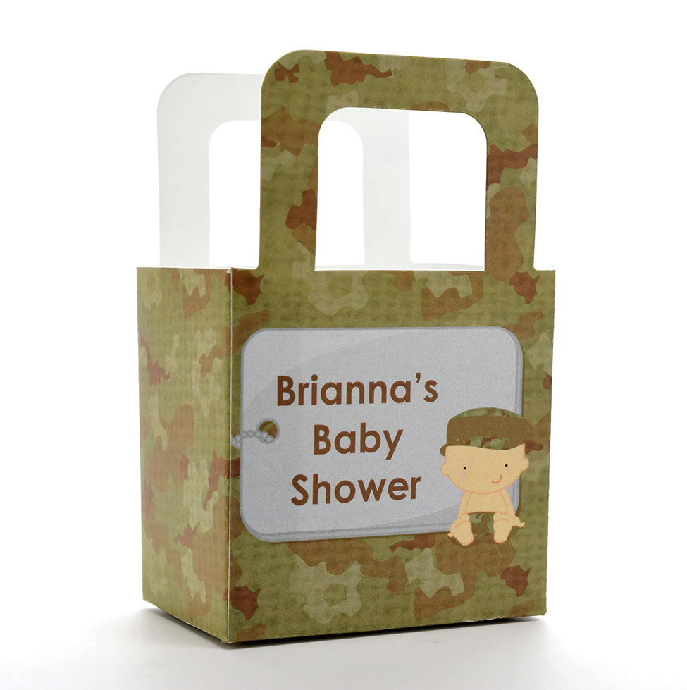 Camo Military - Personalized Baby Shower Favor Boxes