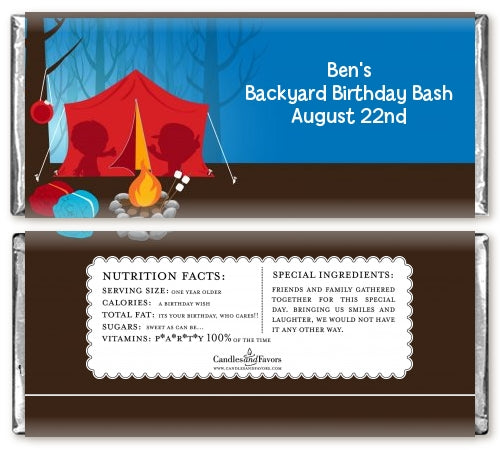 Camping - Personalized Birthday Party Candy Bar Wrappers