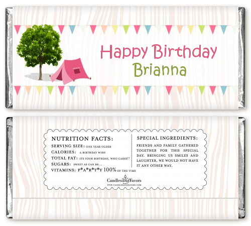 Camping Glam Style - Personalized Birthday Party Candy Bar Wrappers