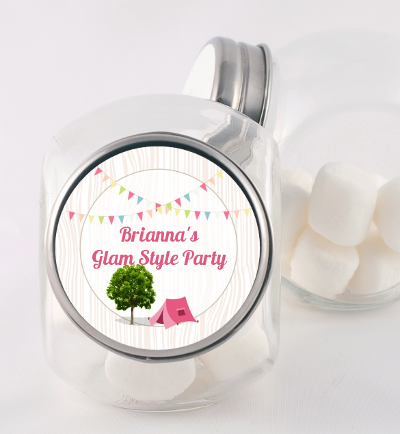 Camping Glam Style - Personalized Birthday Party Candy Jar