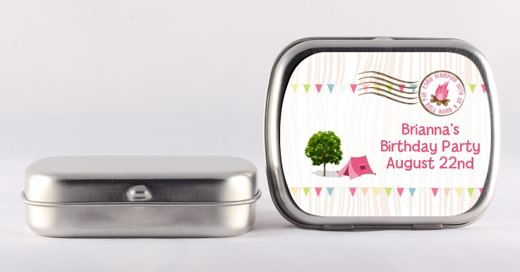 Camping Glam Style - Personalized Birthday Party Mint Tins