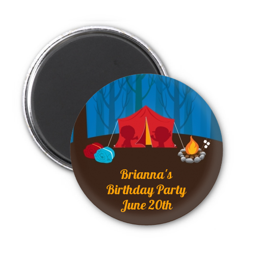 Camping - Personalized Birthday Party Magnet Favors