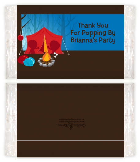 Camping - Personalized Popcorn Wrapper Birthday Party Favors