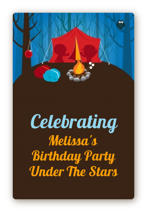 Camping - Custom Large Rectangle Birthday Party Sticker/Labels