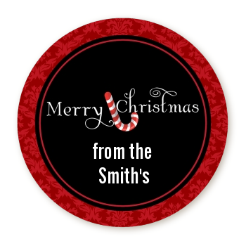 Candy Canes - Round Personalized Christmas Sticker Labels