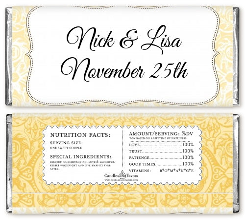 Pale Yellow & Brown - Personalized Bridal Shower Candy Bar Wrappers