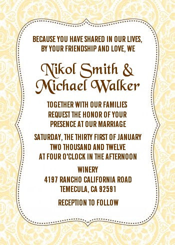 Pale Yellow & Brown - Bridal Shower Invitations