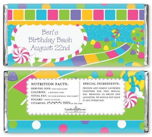 Candy Land - Personalized Birthday Party Candy Bar Wrappers