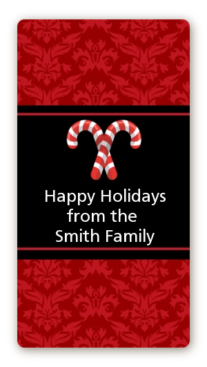Candy Canes - Custom Rectangle Christmas Sticker/Labels