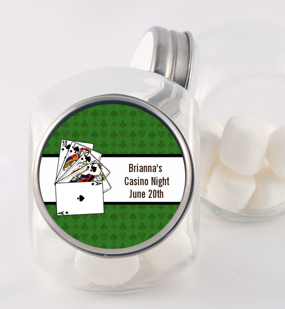 Casino Night Royal Flush - Personalized Birthday Party Candy Jar