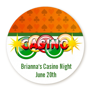 Casino Night Vegas Style - Round Personalized Birthday Party Sticker Labels