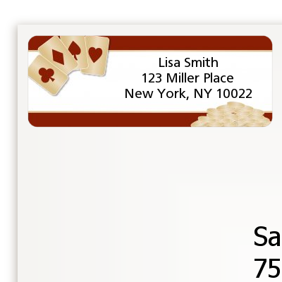Casino Night/Poker Night - Birthday Party Return Address Labels
