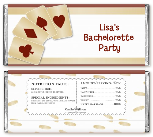 Casino Night/Poker Night - Personalized Bachelorette Party Candy Bar Wrappers
