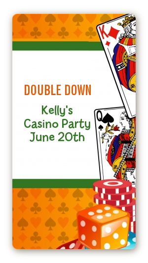 Casino Night Vegas Style - Custom Rectangle Birthday Party Sticker/Labels