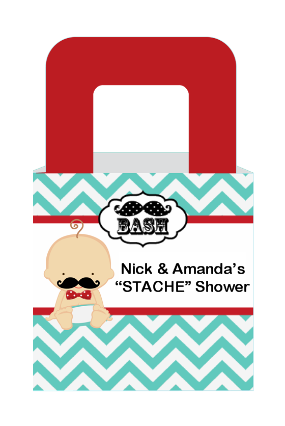 Little Man Mustache - Personalized Baby Shower Favor Boxes