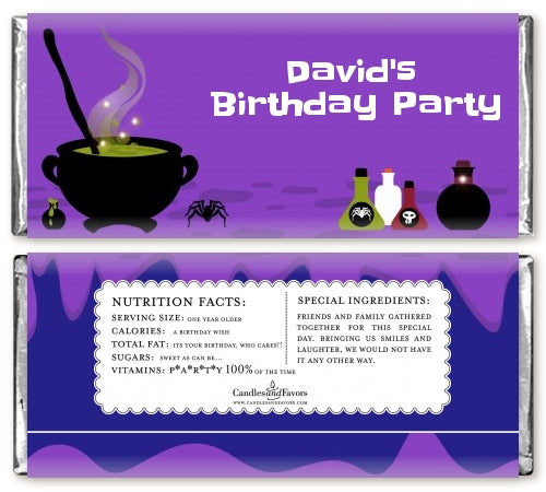 Cauldron & Potions - Personalized Birthday Party Candy Bar Wrappers