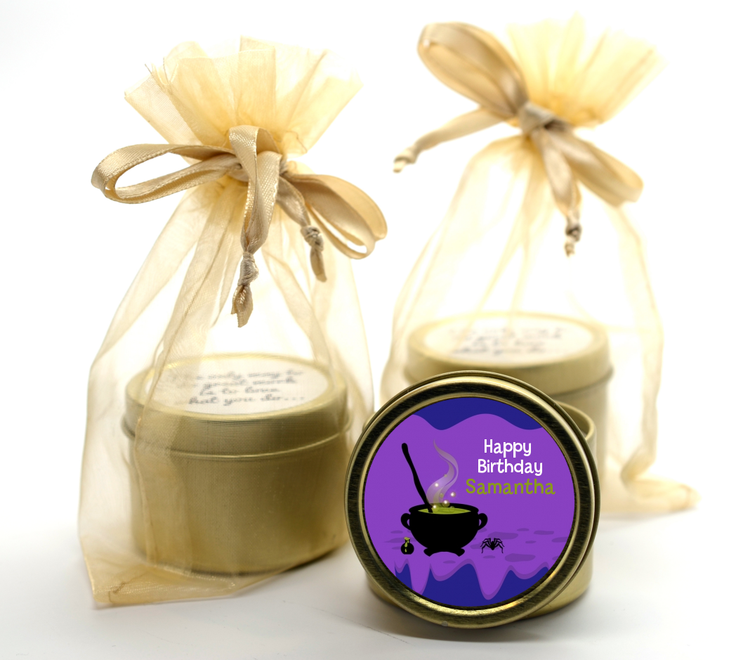 Cauldron & Potions - Birthday Party Gold Tin Candle Favors
