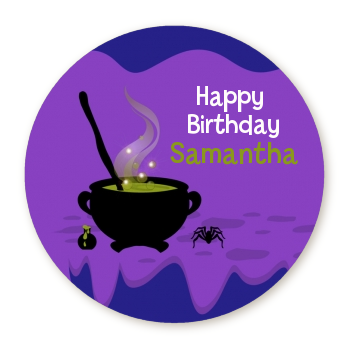 Cauldron & Potions - Round Personalized Birthday Party Sticker Labels